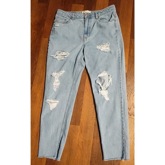 H&M Coachella Baggy Jeans Loose Fit High Waist Womens 10 Distressed 32 x 28 - Picture 1 of 5